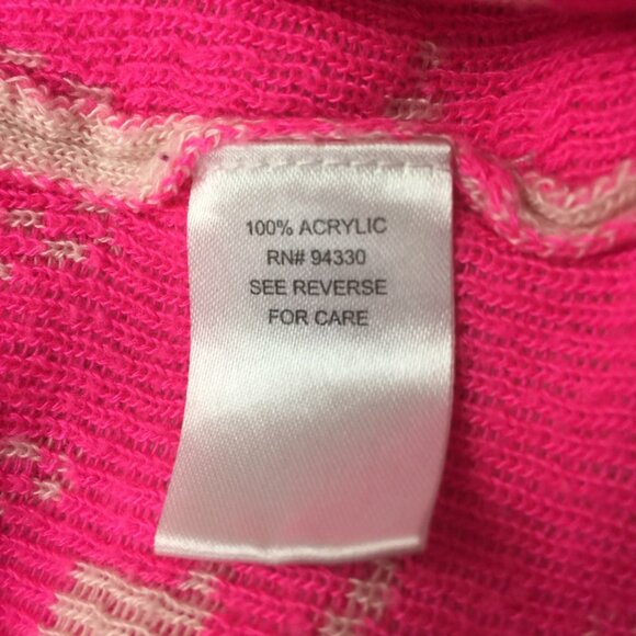 T/O Cardigain Sweater Aztec Pattern Hot Pink Medium 80's - Picture 2 of 11